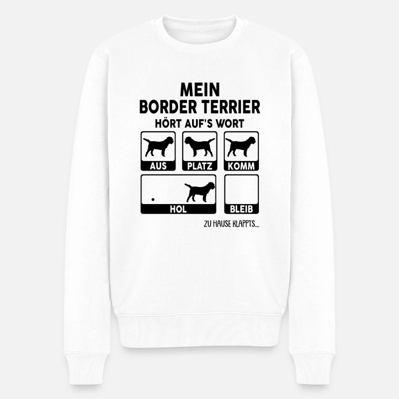 Border Terrier - Männer Premium Bio Pullover - Weiß