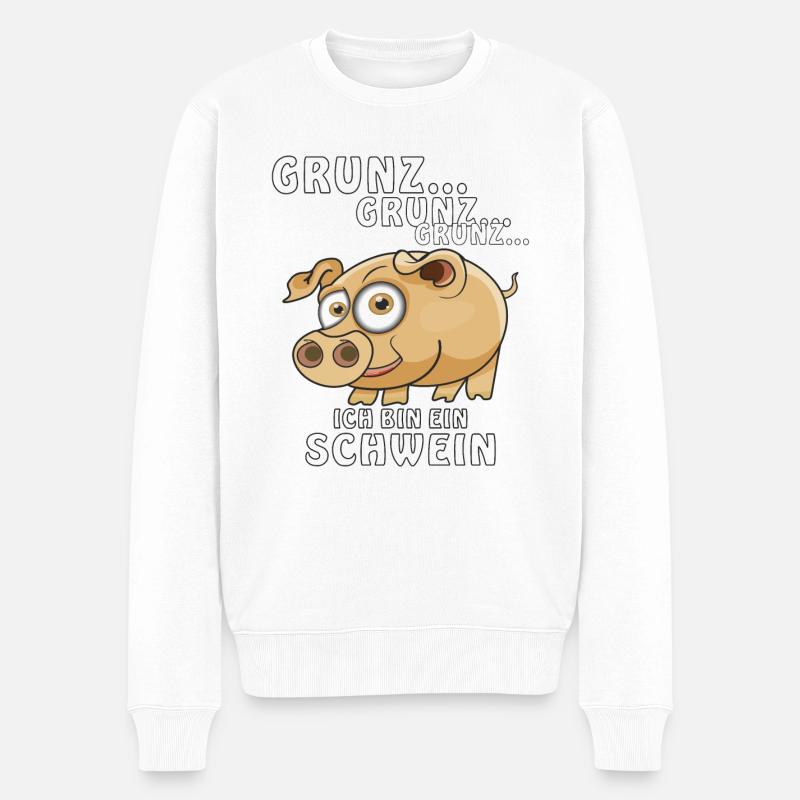 ICH BIN EIN SCHWEIN - Männer Premium Bio Pullover - Weiß
