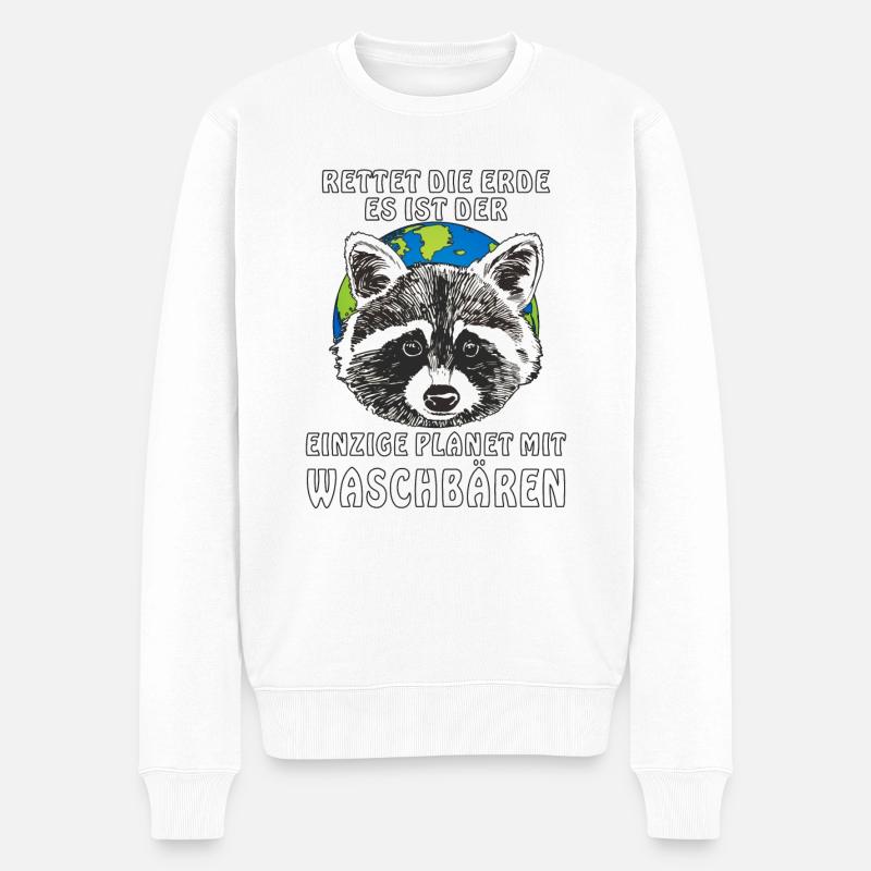 ERDE WASCHBÄREN - Männer Premium Bio Pullover - Weiß