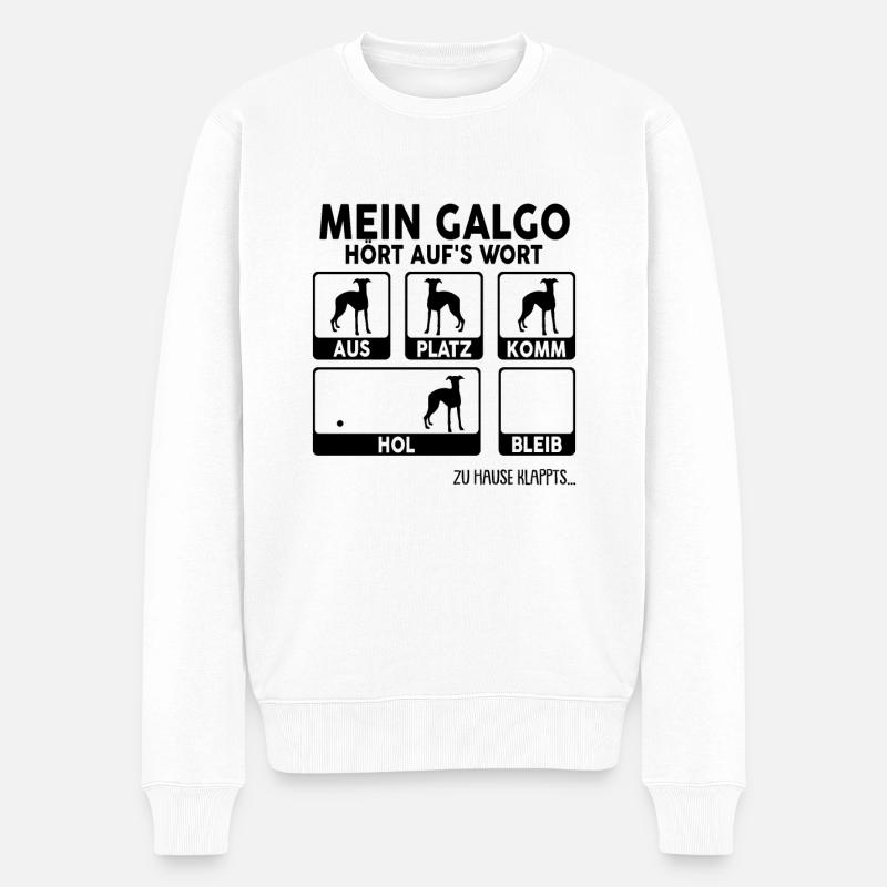 Galgo - Männer Premium Bio Pullover - Weiß