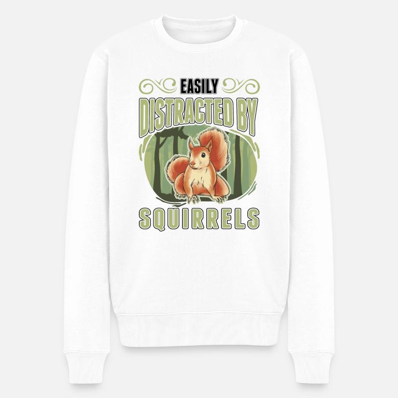Easily distracted by Squirrels Eichhörnchen - Männer Premium Bio Pullover - Weiß
