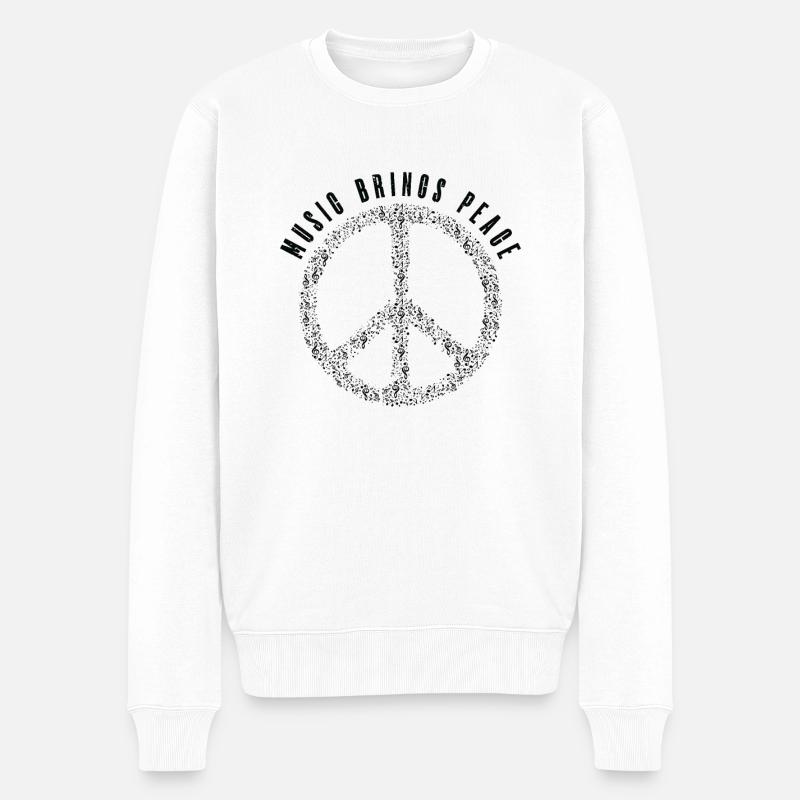 Friedensliebhaber Musik Noten Musiker - Männer Premium Bio Pullover - Weiß
