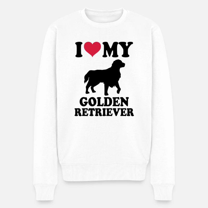 Golden Retrievers - Pull Premium bio Homme - blanc