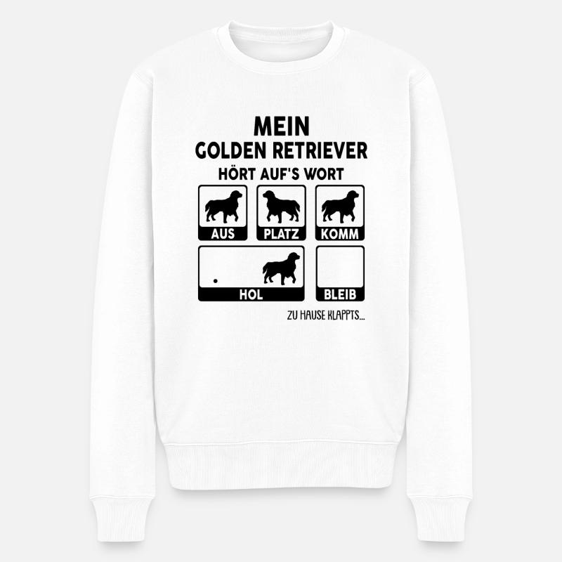 Golden Retriever - Männer Premium Bio Pullover - Weiß