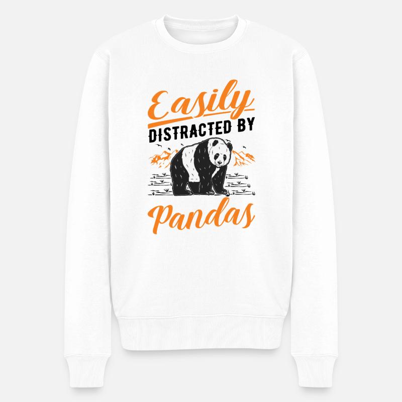 Facilement distrait par les pandas - Pull Premium bio Homme - blanc