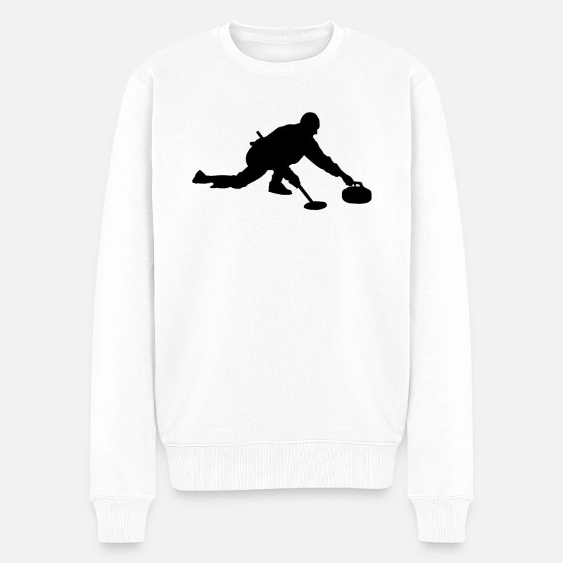Curling Spieler - Männer Premium Bio Pullover - Weiß