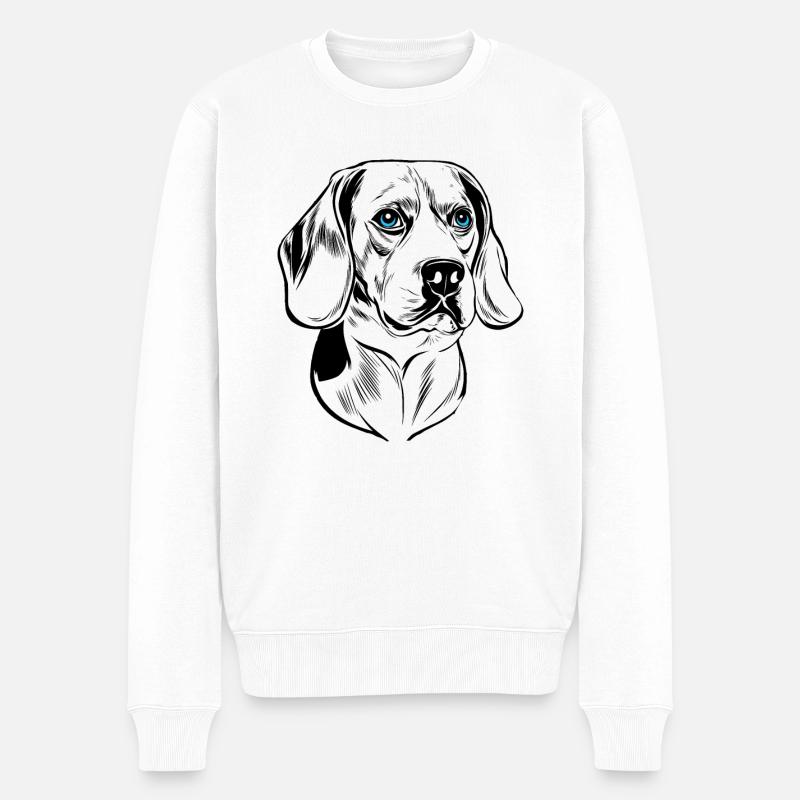 Chien Beagle - Pull Premium bio Homme - blanc