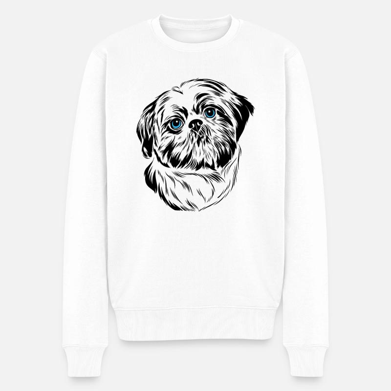 Shih Tzu Hund - Männer Premium Bio Pullover - Weiß