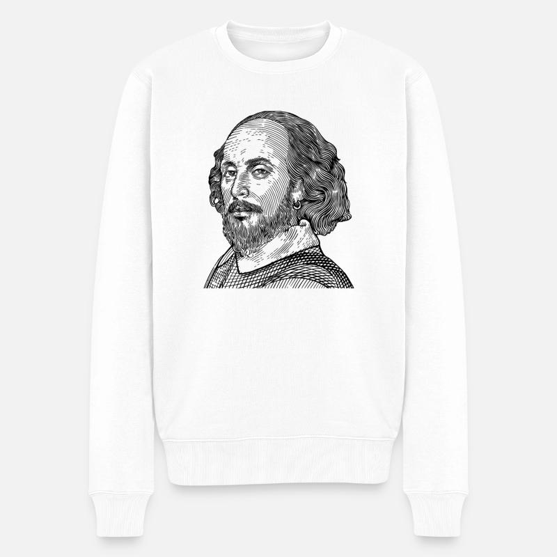William Shakespeare Literatur - Männer Premium Bio Pullover - Weiß