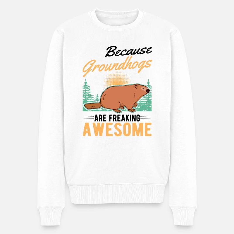 Murmeltier Groundhog Day Waldmurmeltier - Männer Premium Bio Pullover - Weiß