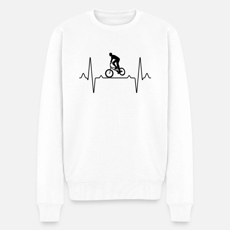 BMX Herzschlag - Männer Premium Bio Pullover - Weiß