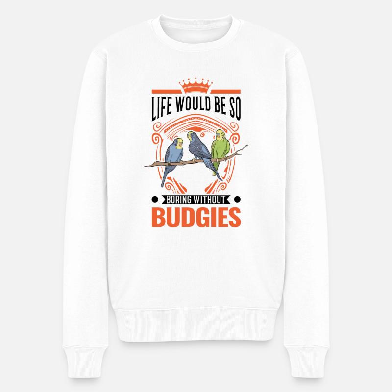 Budgerigar Cadeau Welli cockatiel - Pull Premium bio Homme - blanc