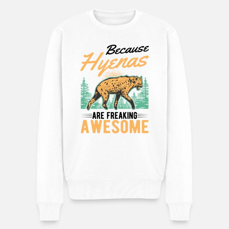Hyäne Geschenk Erdwolf Hyena - Männer Premium Bio Pullover - Weiß