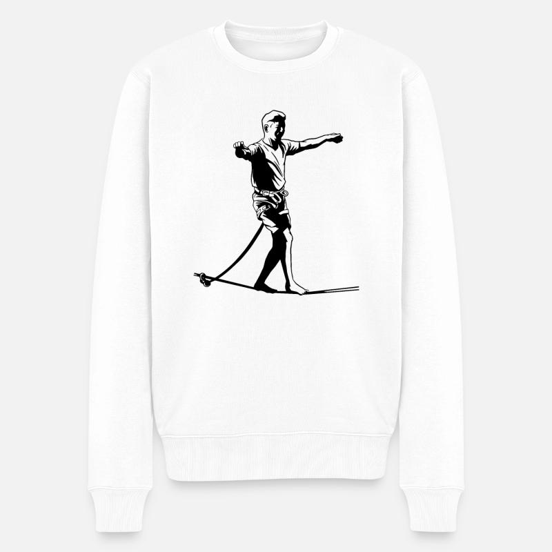 Slackline Slackliner Slackline - Männer Premium Bio Pullover - Weiß