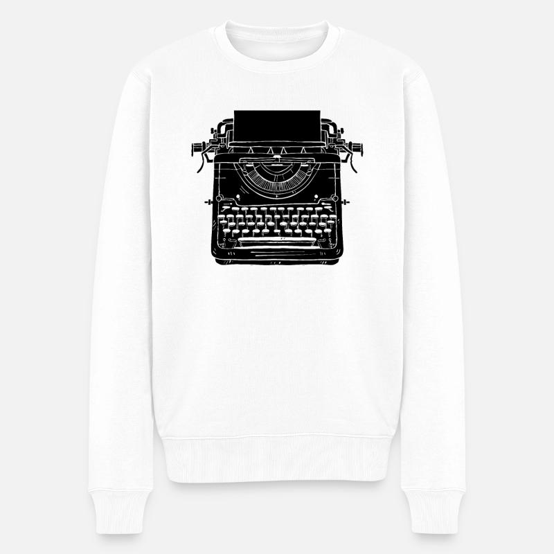 Schreibmaschine - Männer Premium Bio Pullover - Weiß