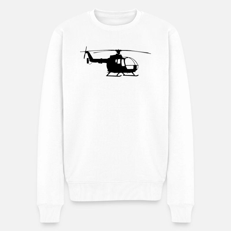 Hubschrauber - Männer Premium Bio Pullover - Weiß