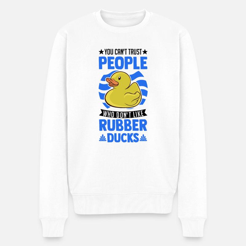 Gummiente Geschenk Quietscheente Badeente - Männer Premium Bio Pullover - Weiß