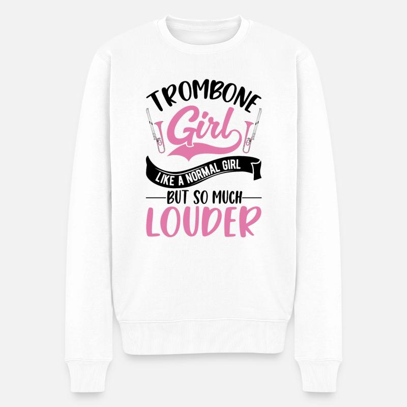Trombones Filles Trombone joueuse Tromboniste - Pull Premium bio Homme - blanc