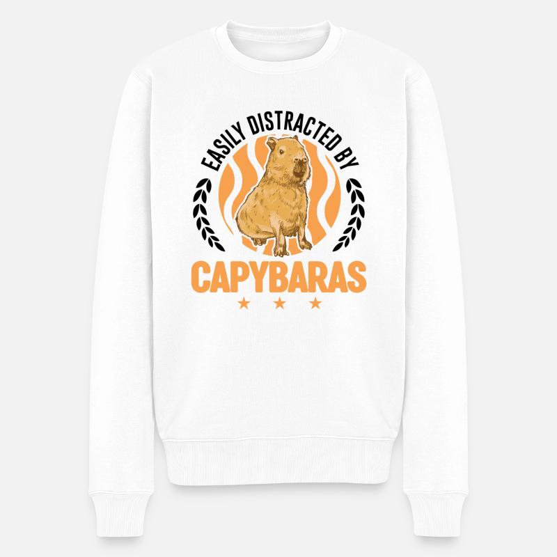 Facilement distrait par Capybaras - Pull Premium bio Homme - blanc