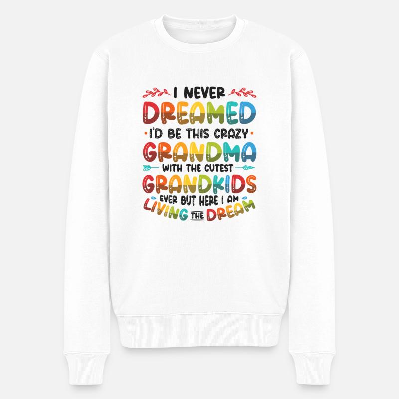 Stolze Großmutter Liebt Ihre Enkelkinder - Männer Premium Bio Pullover - Weiß
