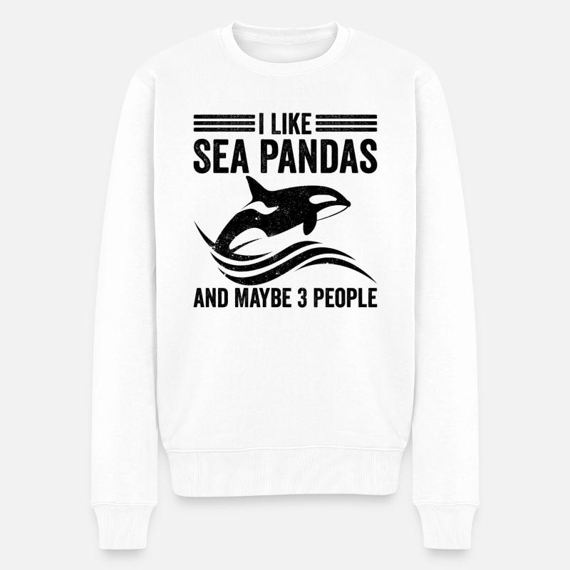 Lustiger Orca-Wal und vielleicht 3 Menschen See-Pa - Männer Premium Bio Pullover - Weiß