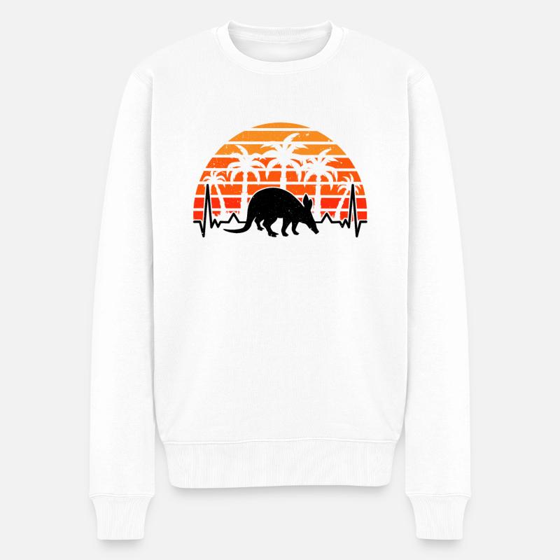 Aardvark Heartbeat Rétro - Pull Premium bio Homme - blanc
