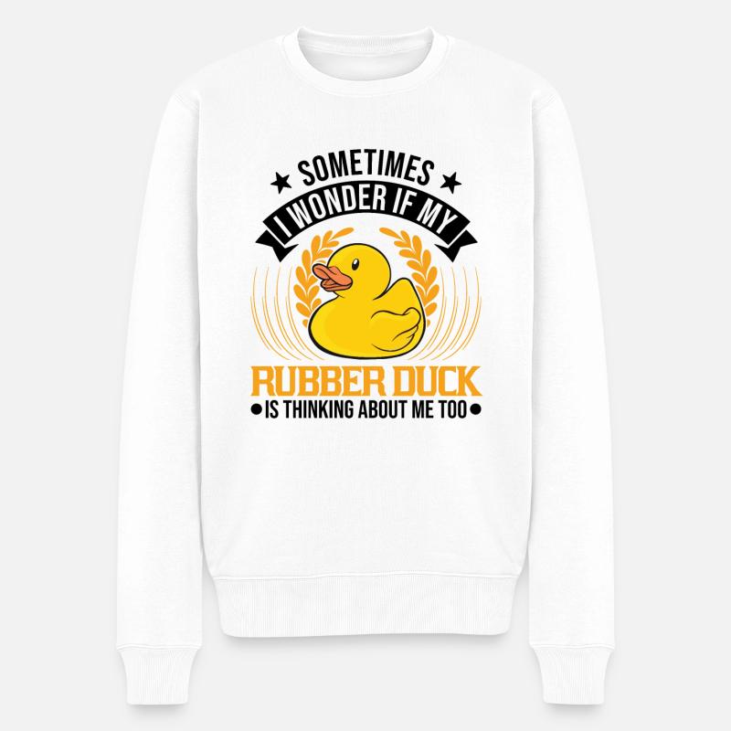 Gummiente Geschenk Quietscheente Badeente - Männer Premium Bio Pullover - Weiß
