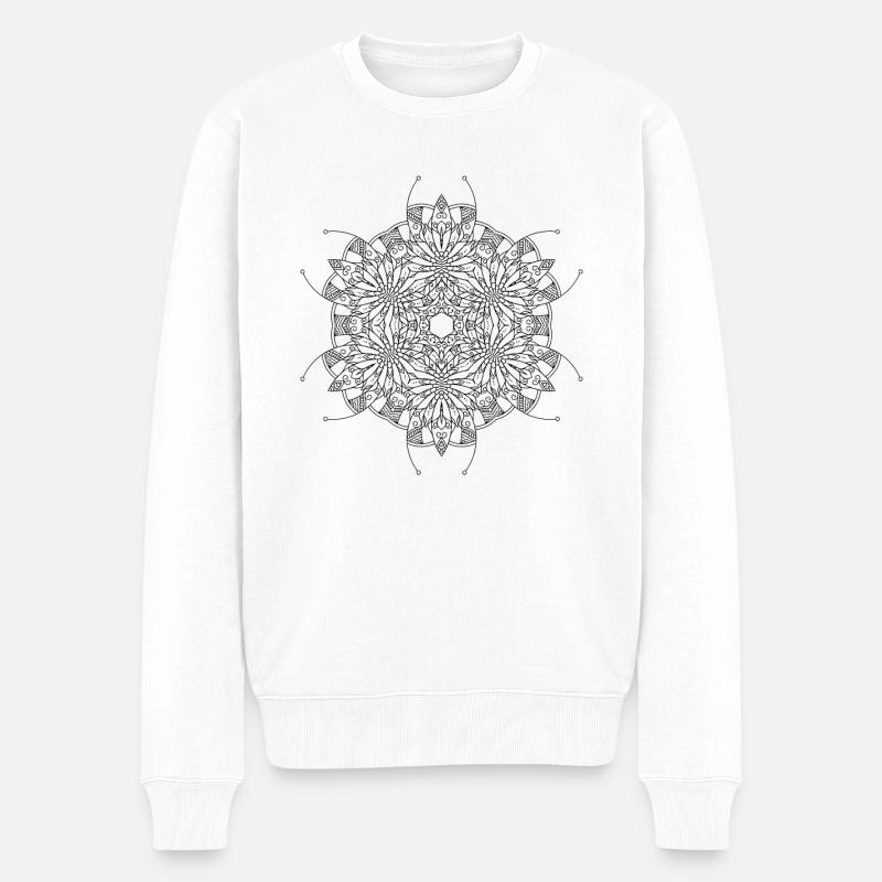 Blumen Mandala - Männer Premium Bio Pullover - Weiß
