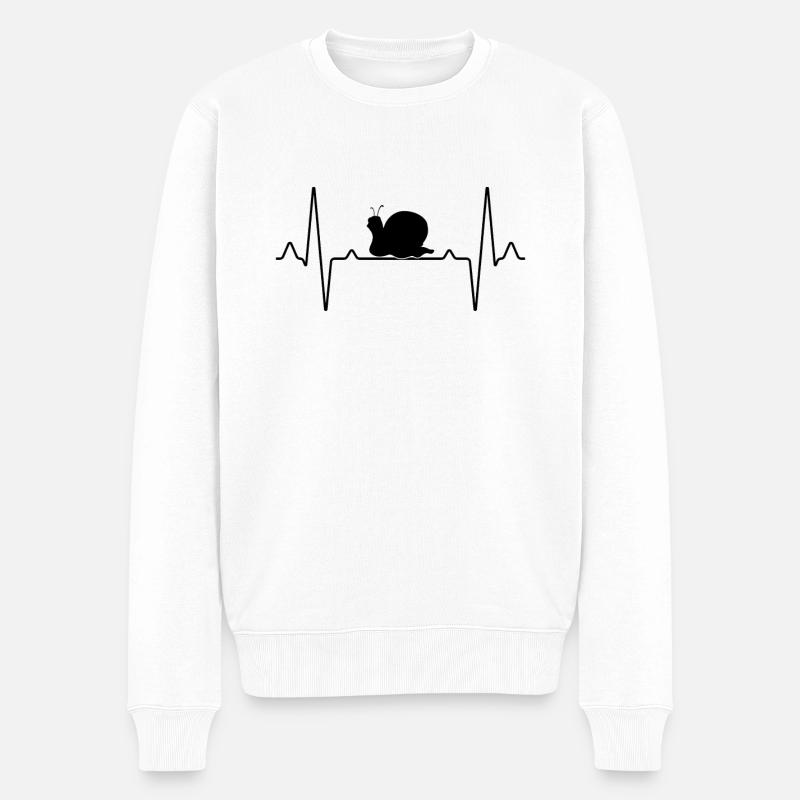 Schnecke Herzschlag - Männer Premium Bio Pullover - Weiß