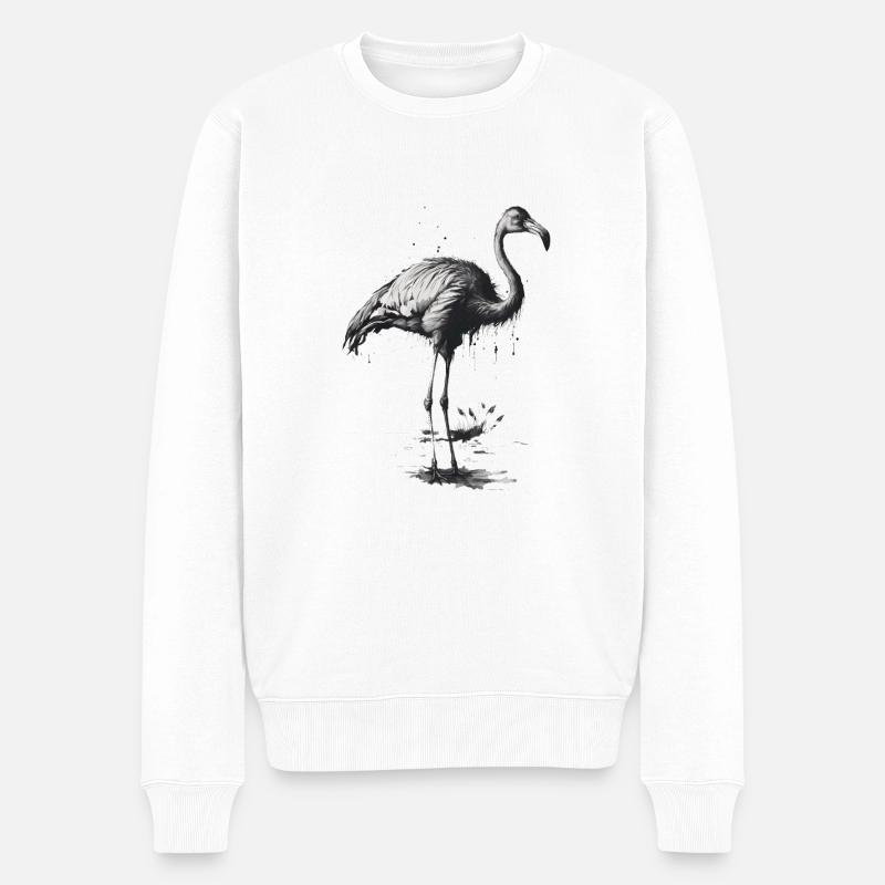 Flamingo Schablonen Kunst - Männer Premium Bio Pullover - Weiß