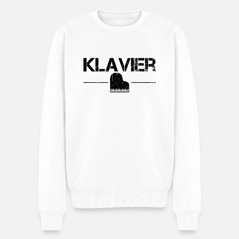 Klavier - Männer Premium Bio Pullover - Weiß