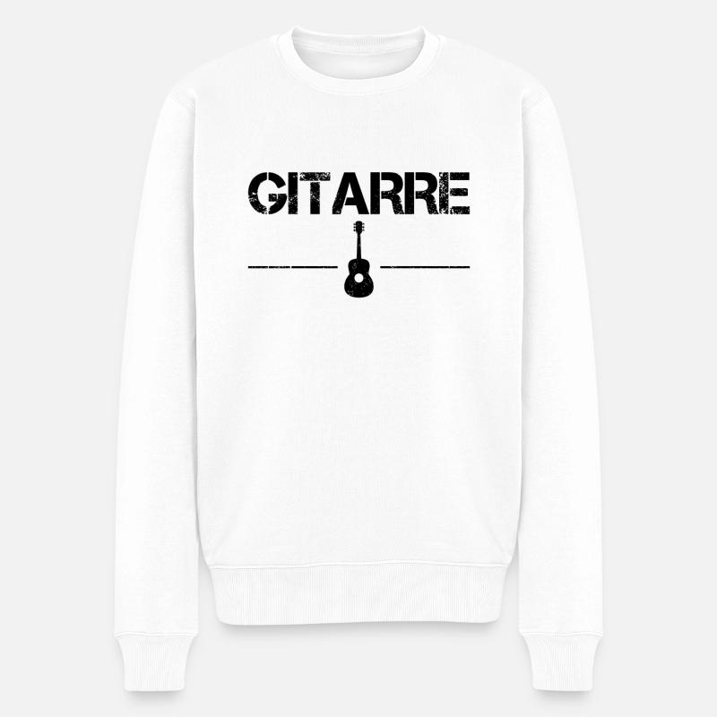 Gitarre - Männer Premium Bio Pullover - Weiß