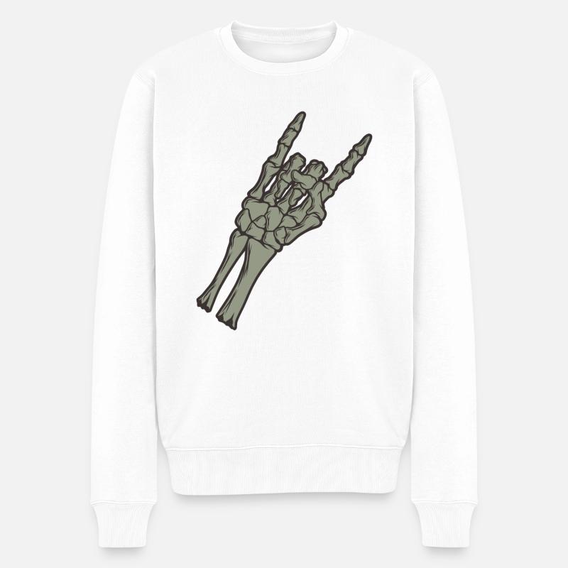 Rock and Roll Bone Hand - Pull Premium bio Homme - blanc