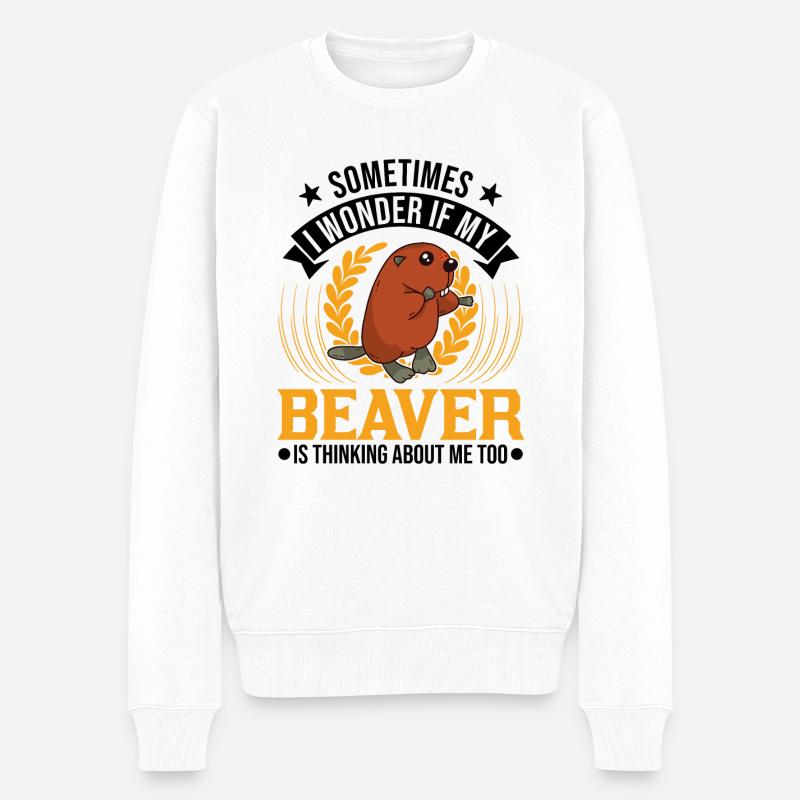 Biber Geschenk Biberdamm Beaver - Männer Premium Bio Pullover - Weiß