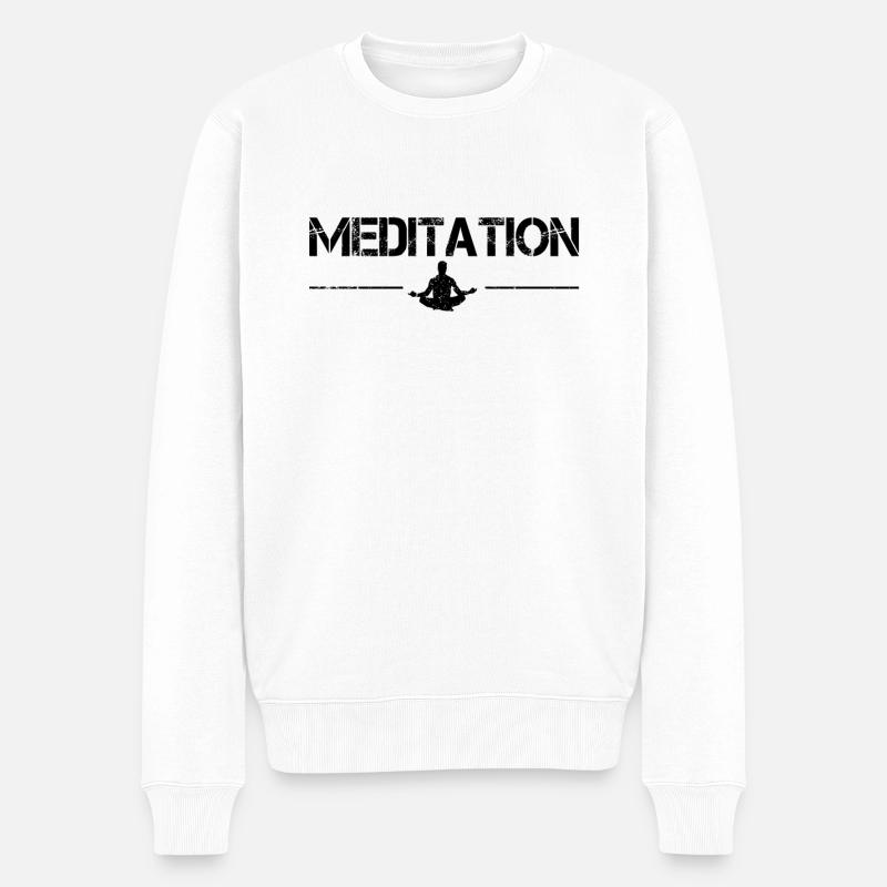 Meditation - Männer Premium Bio Pullover - Weiß