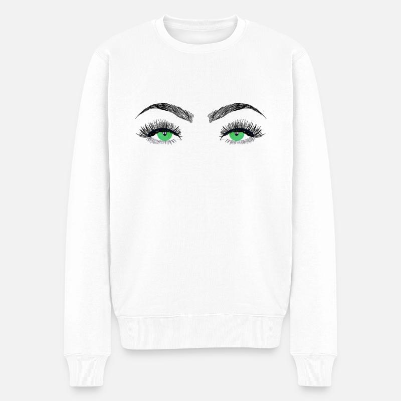 grüne Augen - Männer Premium Bio Pullover - Weiß