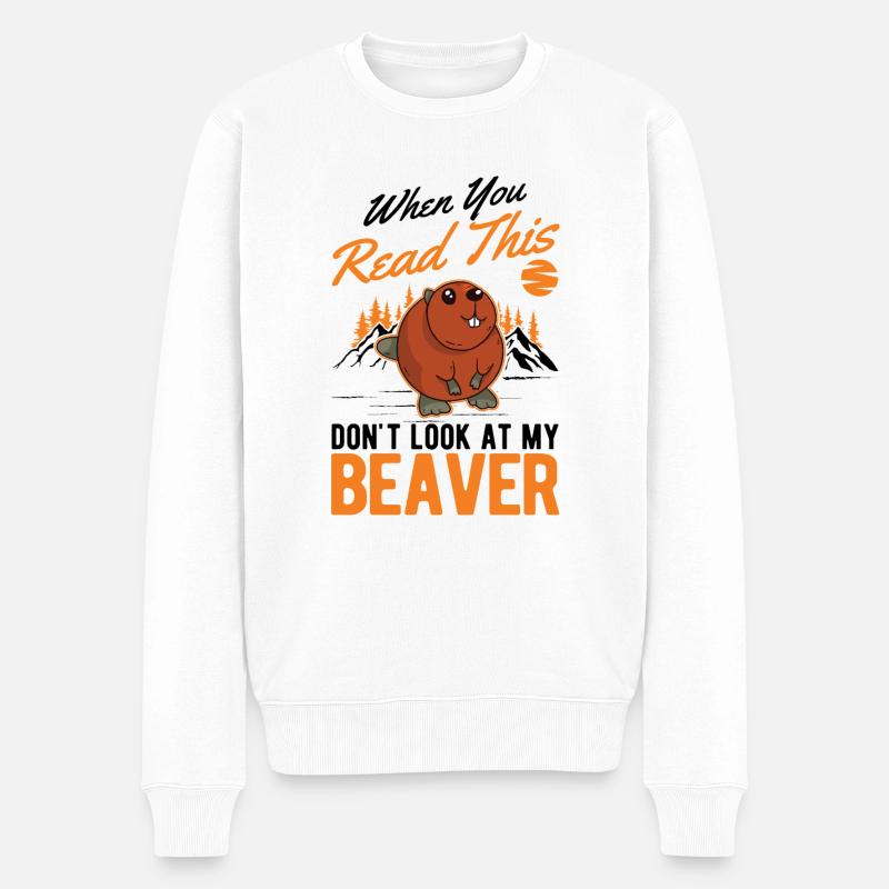 Biber Biberdamm Geschenk Beaver - Männer Premium Bio Pullover - Weiß