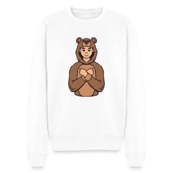 Bär Tier ASL Hand Geste Gebärdensprache Junge - Männer Premium Bio Pullover - Weiß - Vorne - Thijin (182cm)