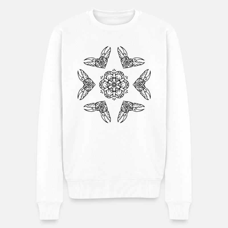 Blumen Mandala - Männer Premium Bio Pullover - Weiß