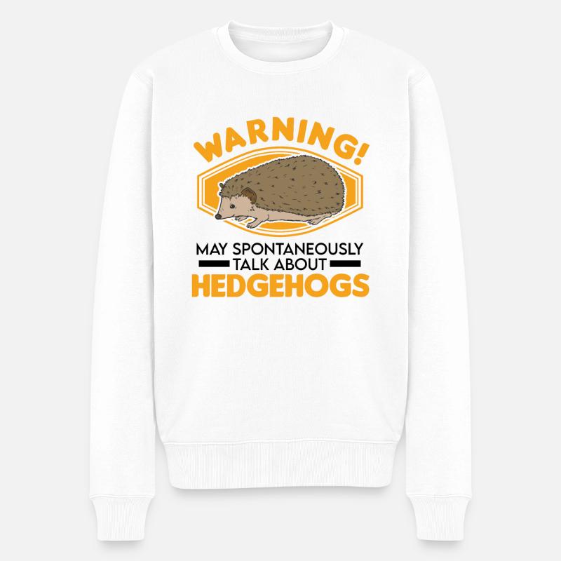 Warnung Igel Stacheligel - Männer Premium Bio Pullover - Weiß