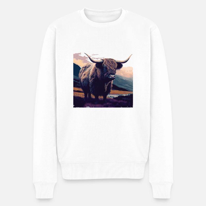 Vache des Highlands - Pull Premium bio Homme - blanc