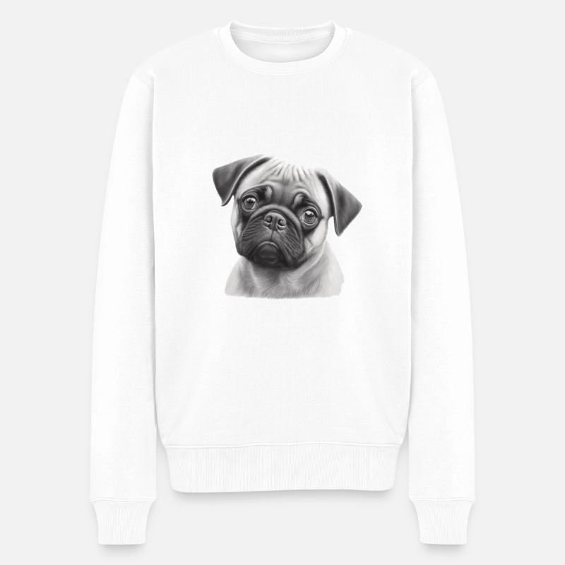 Mops Schablonen Design Weiß Und Schwarz - Männer Premium Bio Pullover - Weiß