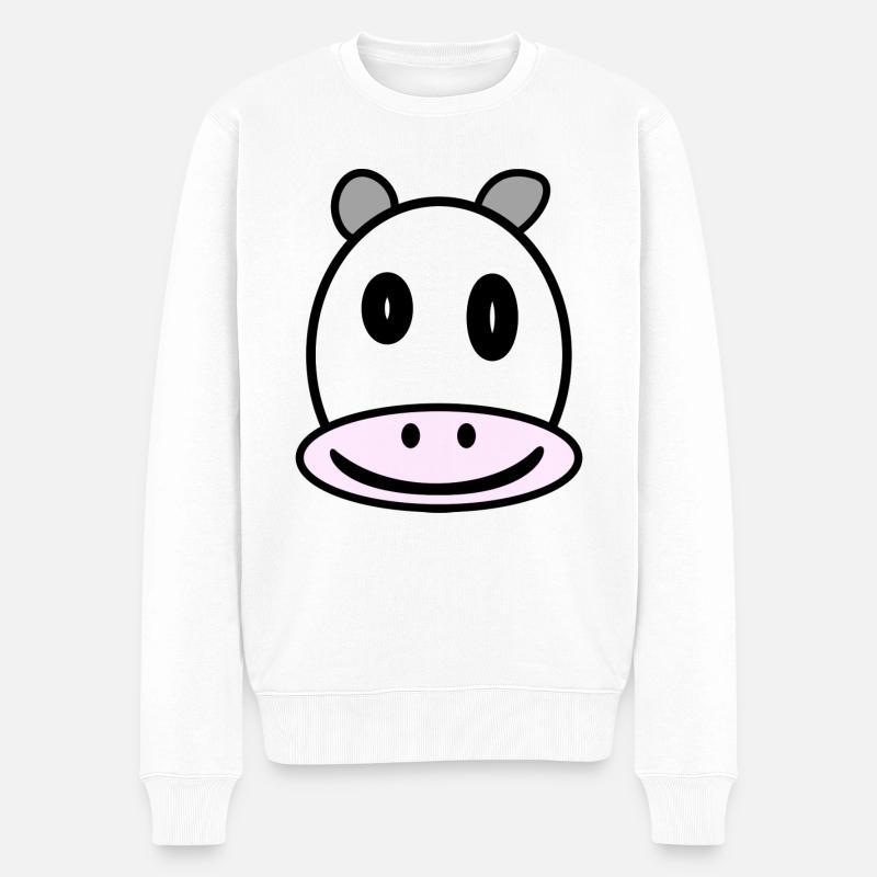 Kuhkopf - Männer Premium Bio Pullover - Weiß