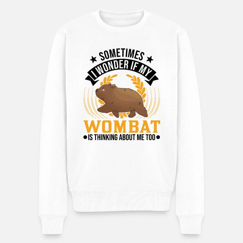 Cadeau Wombat australien - Pull Premium bio Homme - blanc