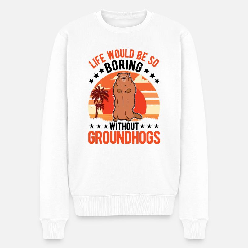 Murmeltier Groundhog Day Waldmurmeltier - Männer Premium Bio Pullover - Weiß