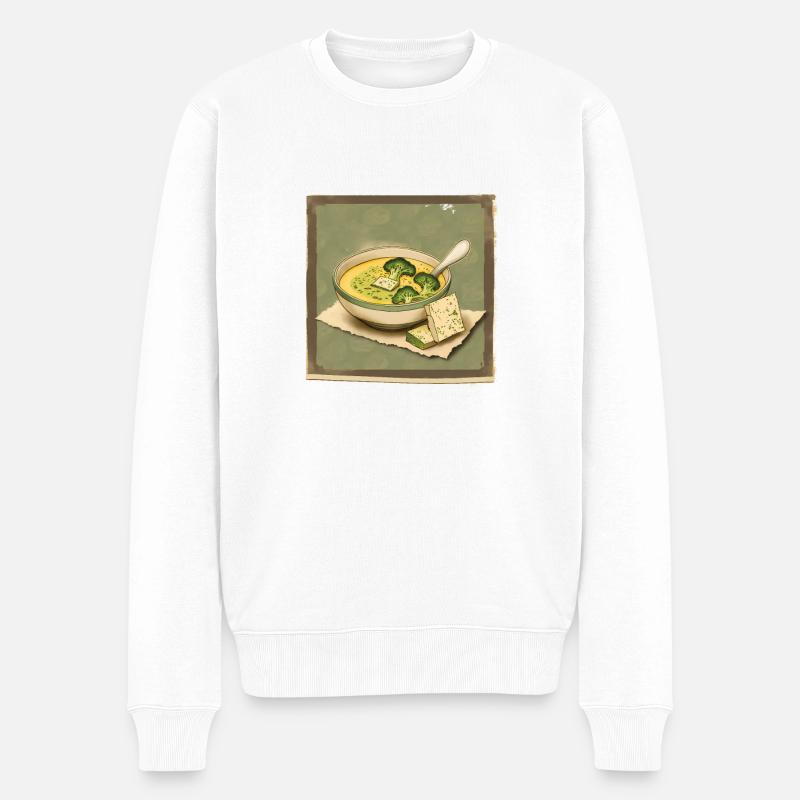 Soupe au brocoli Cheddar - Pull Premium bio Homme - blanc