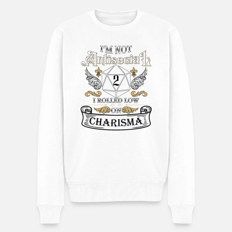 I´m not antisocial, i rolled low on charisma funny - Männer Premium Bio Pullover - Weiß
