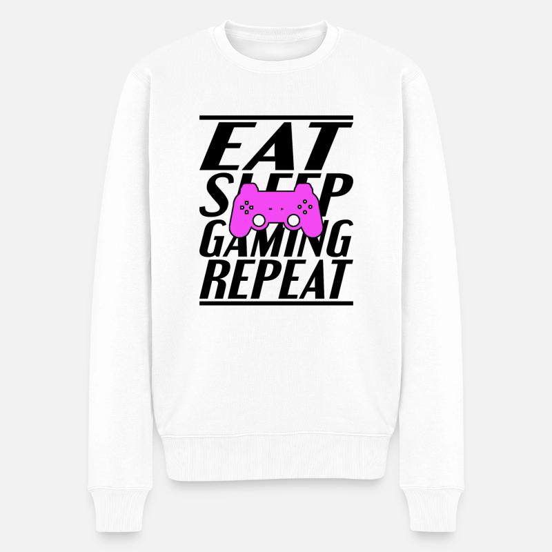 Essen Schlafen Zocken - Männer Premium Bio Pullover - Weiß