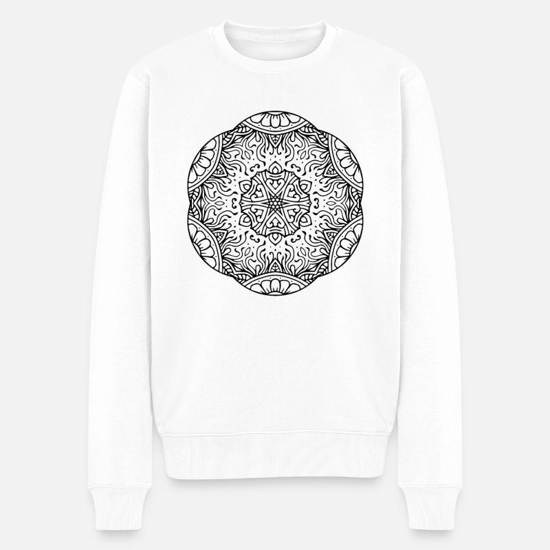 Blumen Mandala - Männer Premium Bio Pullover - Weiß