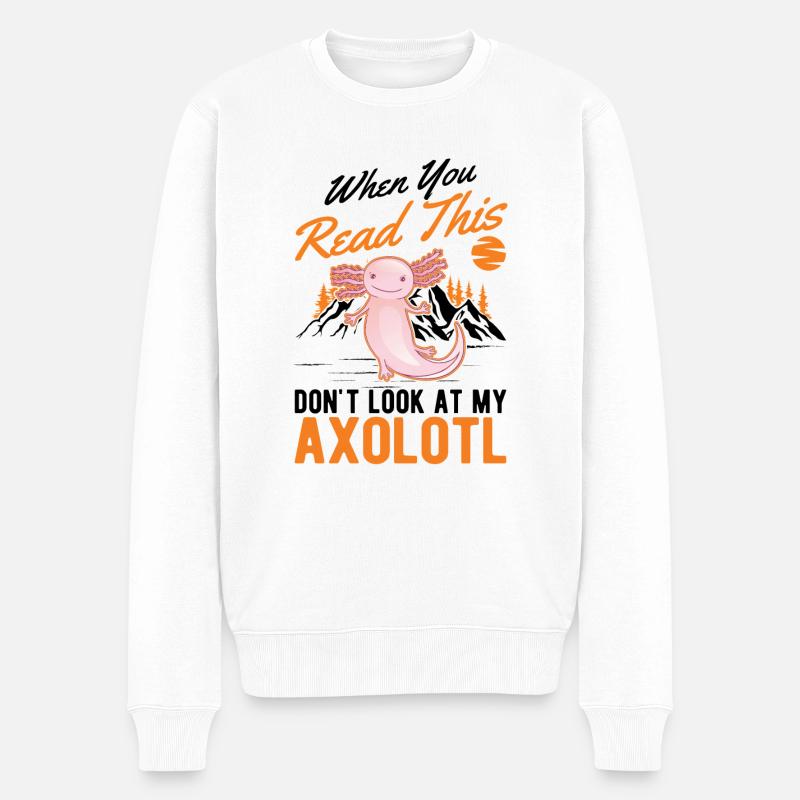 Axolotl Queue Cadeau Amphibien Axolotl - Pull Premium bio Homme - blanc